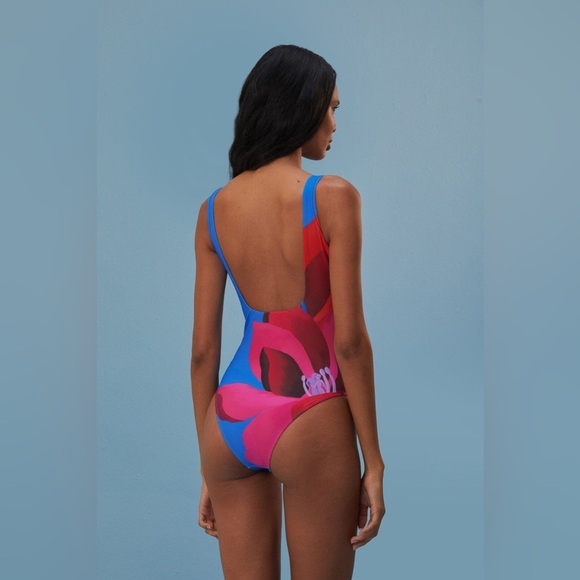 Farm Rio Watercolor Floral One Piece Swimsuit XL NWT - Picture 3 of 14